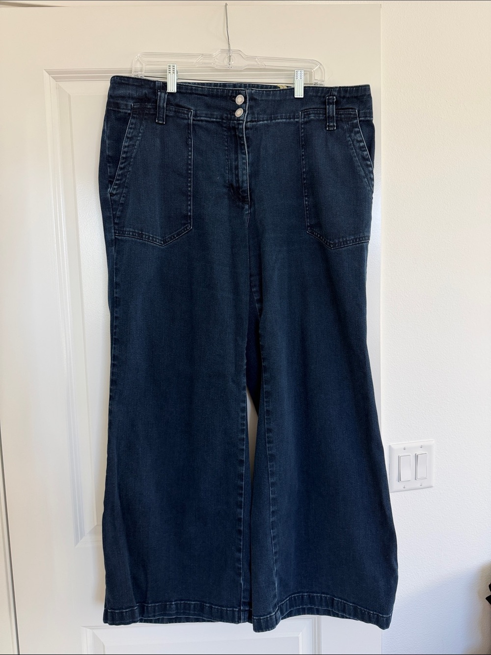 Anthropologie Indigo Wide-Leg Patch Pocket Jeans